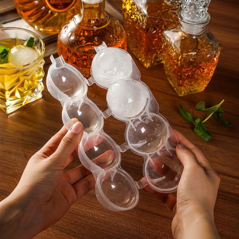 Ice Ball Cube Moulds Manufacturer - 4 Holes 3d Sphere Large Round Transparent Palet Sphere Hockey Puck Maker Plastic Whisky Tray