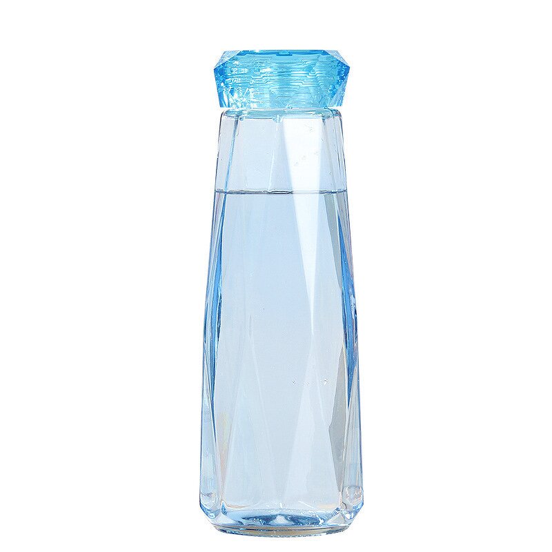 Glass Water Bottle Manufacturer - Eco-friendly Colored Crystal Sports with Diamond Cap