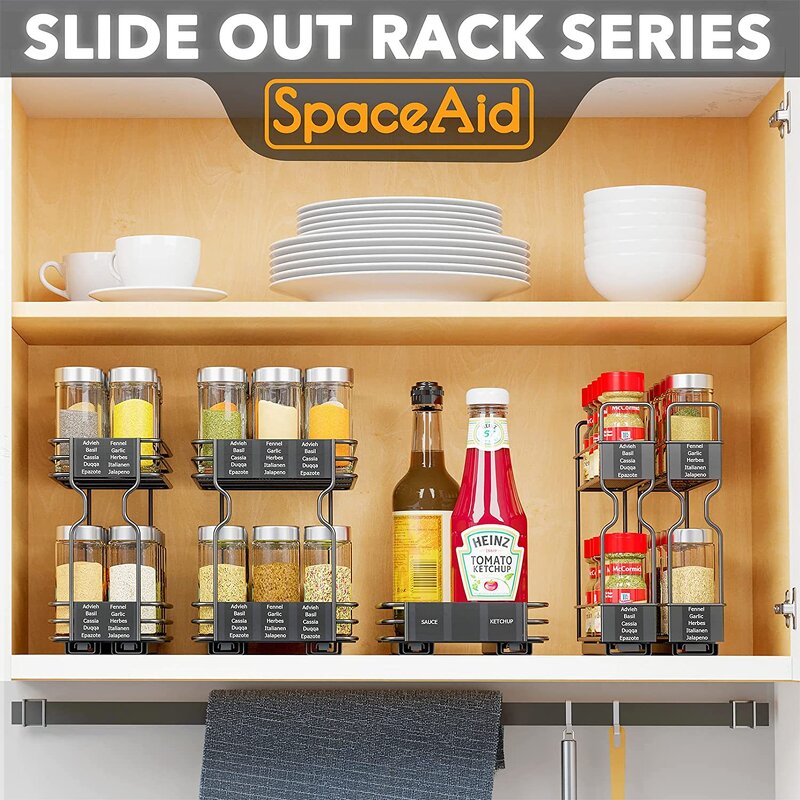 Spice Racks Manufacturer - Carbon Steel New Design Storage Holders Kitchen Under Sink Organizers With 2 Tier Sliding Drawer