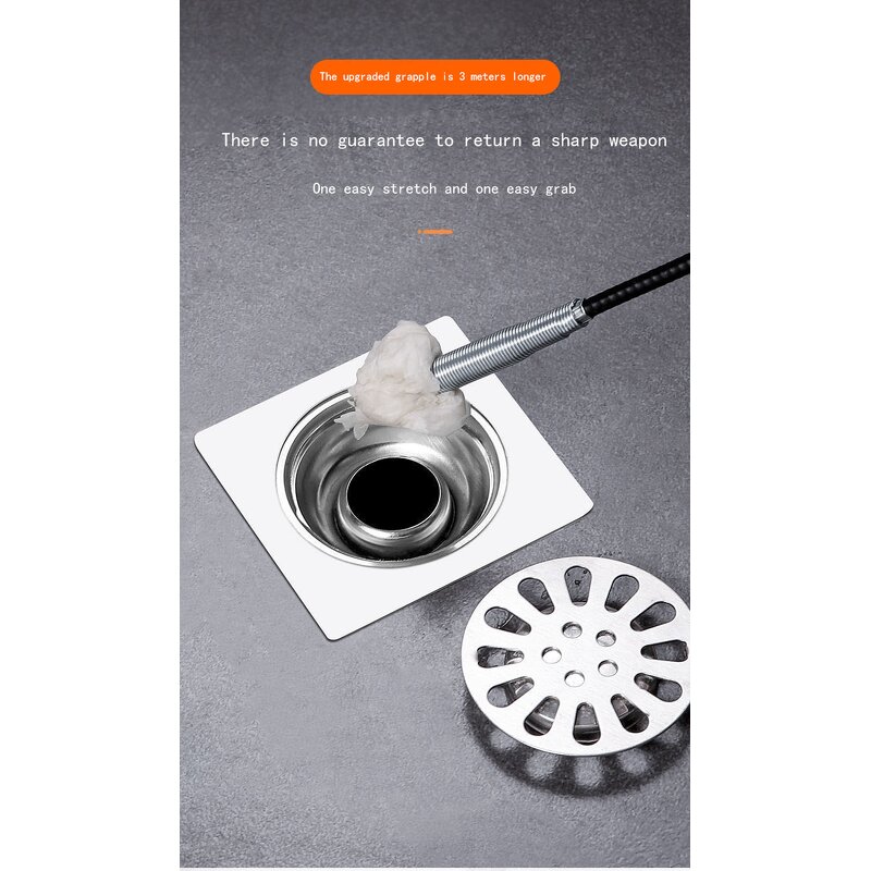 Sink Cleaner Manufacturer - 90cm Claw Pick up Kitchen Cleaning Tools Pipeline Dredge Hair Brush Bend Toilet Removal