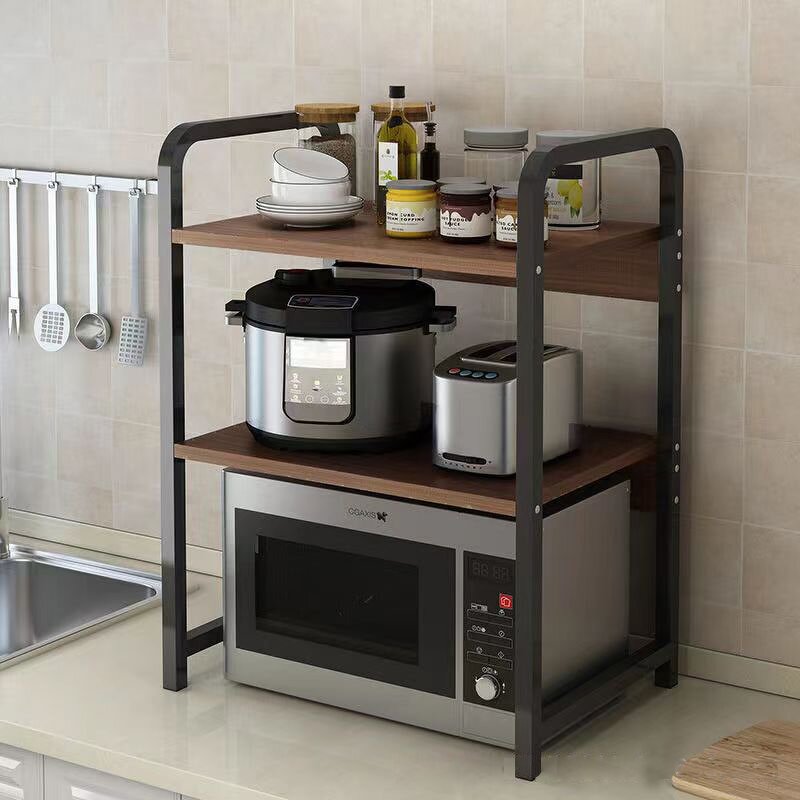 Kitchen Shelf Manufacturer - Microwave Oven Rack Household Double Countertop Desktop Rice Cooker Stand Organizer