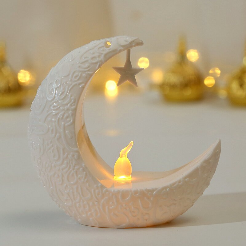 LED Night Light Manufacturer - Eid Mubarak 2024 Popular Design Middle East Arab Crescent Shape Moon Star Table Decoration
