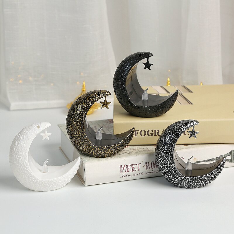 LED Night Light Manufacturer - Eid Mubarak 2024 Popular Design Middle East Arab Crescent Shape Moon Star Table Decoration