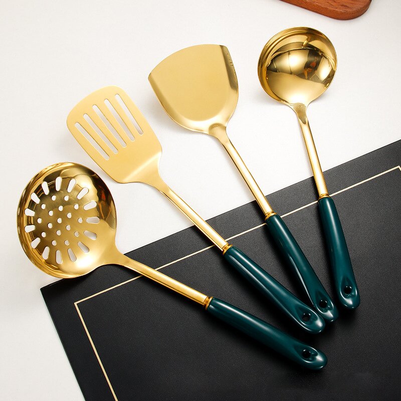 Kitchen Utensils Set Manufacturer - Ceramic Handle 7pcs Stainless Steel Cooking Kitchenware