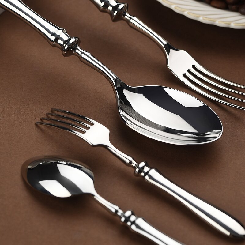 Cutlery Set Manufacturer - Stainless Steel Mirror Luxury Gold Miserable Restaurant Steak Messer Gabel Tea Knife Fork Spoon Flatware