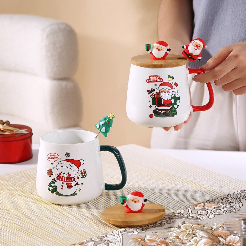 Ceramic Cup Gift Set Manufacturer - NewChristmas for Cross-border New Year Gifts Christmas Santa Office Coffee Children's