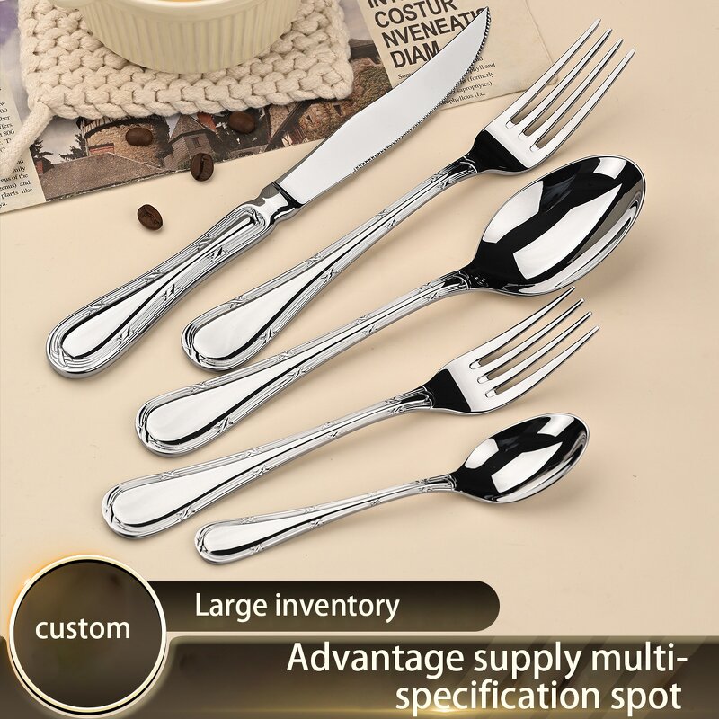 Tableware Set Manufacturer - 304 Stainless Steel High-end Western Food Knife Fork and Spoon Steak Restaurant Customized Hotel