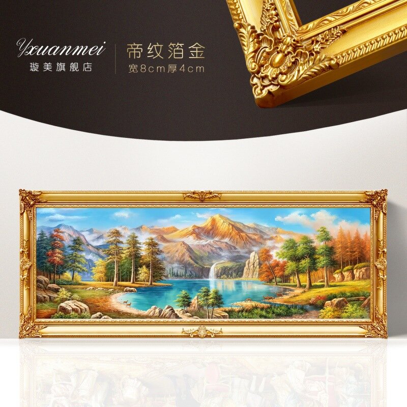 Wall Art Painting Manufacturer - Decorative Waterfall Background Big Home Decor Hotel Pure Hand-painted Chinese Landscape