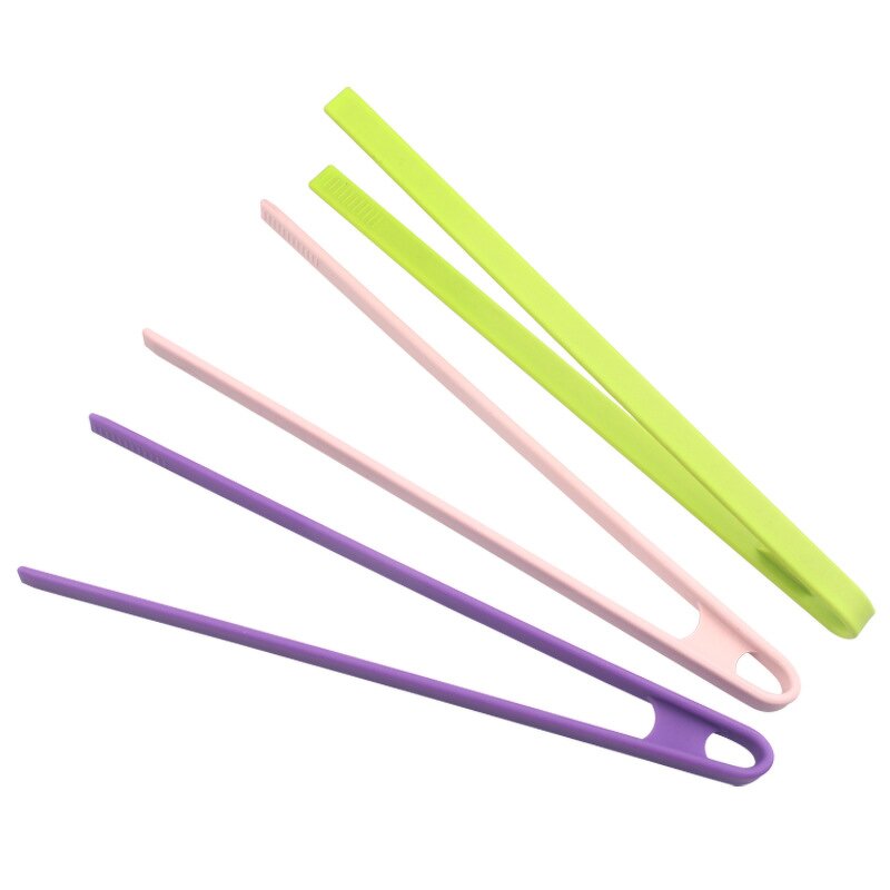 Food Clip Manufacturer - Wholesale One-piece Silicone Household Breakfast Bread Tong Pure Color Buffet Folder