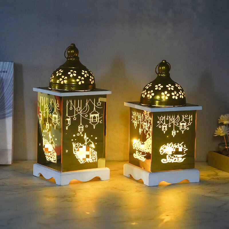 LED Desk Lamp Manufacturer - New Eid Mubarak Ramadan Festival Decoration Wooden Table Decor Lantern Muslim Ramadan Wind