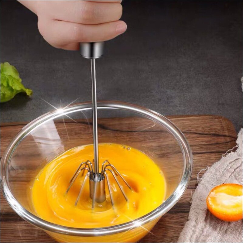 Egg Beater Manufacturer - 12Inch Stainless Steel Hand Push Rotary Whisk Blender Easy Self Stirring for Making Cream