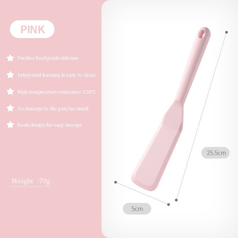 Silicone Turner Manufacturer - Long Handle Heat Resistant Kitchen Utensils Egg Steak Fish Frying Shovel Non-stick Mini Spatula