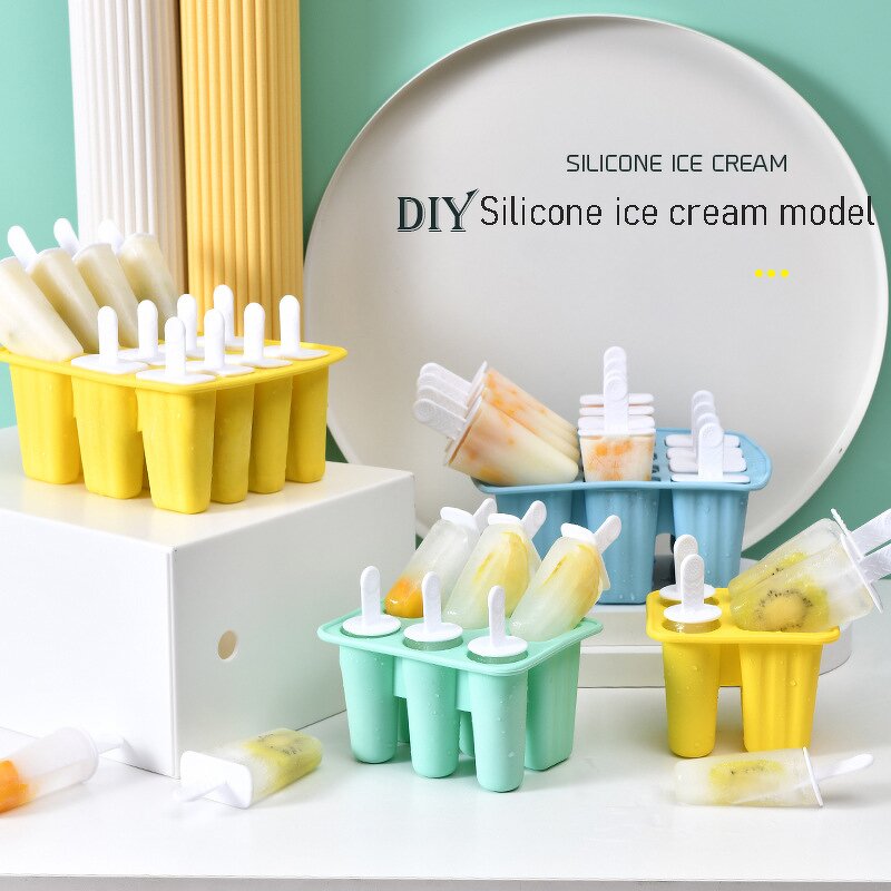 Silicone Ice Cube Molds Manufacturer - New Product 4 Cavity Popsicle Molds with Stick Straw