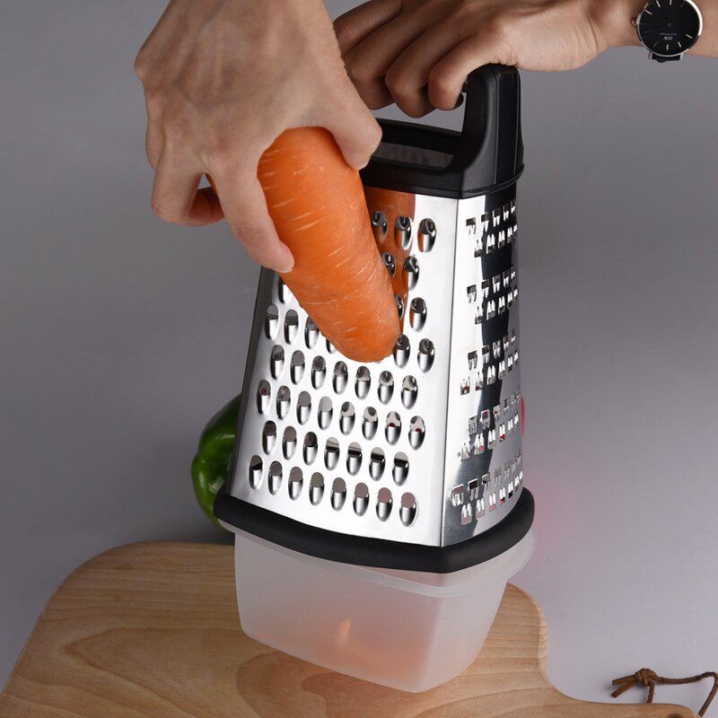 Box Grater Manufacturer - 4 Sides Multifunctional Cheese Zester Cheese Vegetable With Container