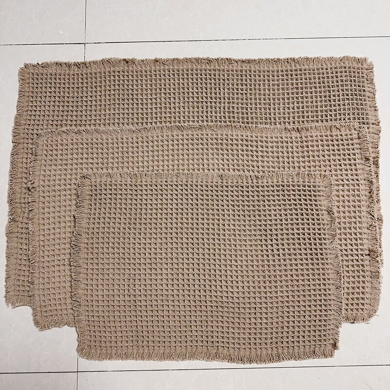 Bath Mat Manufacturer - Custom Tassel Waffle Non-slip Water Absorbent Braided Anti Slip Microfiber Soft Shaggy Shower