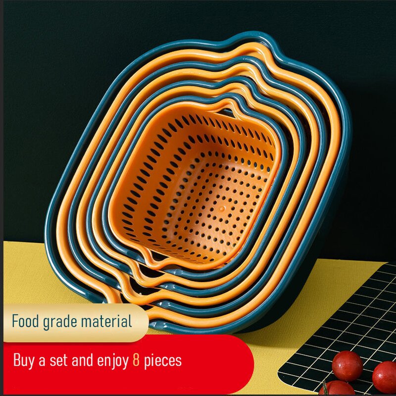 Vegetable Washing Basket Manufacturer - Kitchen Draining Basket Double-layer House Hold Multi-functional Fruit and