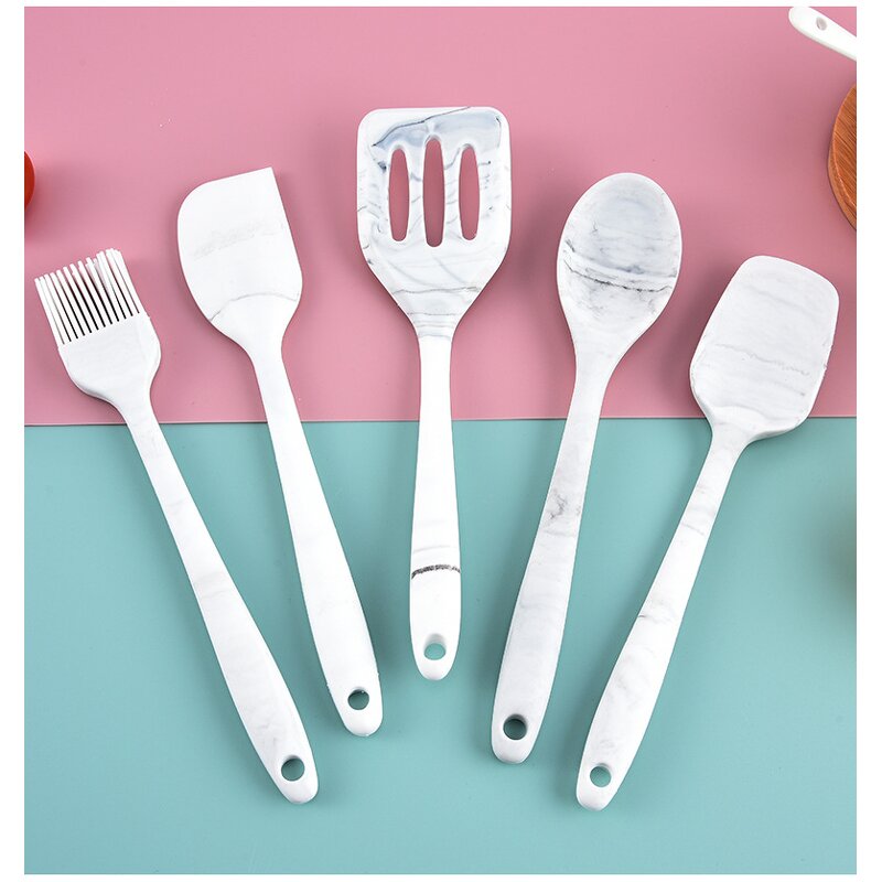 Baking Tool Set Manufacturer - New Silicone Kitchen Utensils Cream Scraper 5-piece Spatula Oil Brush