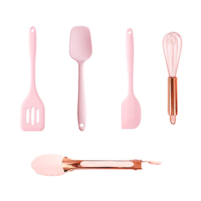Children's Kitchenware Set Manufacturer - Hot Sale Pink 5-piece Mini Silicone for Baking Cooking Small Utensils