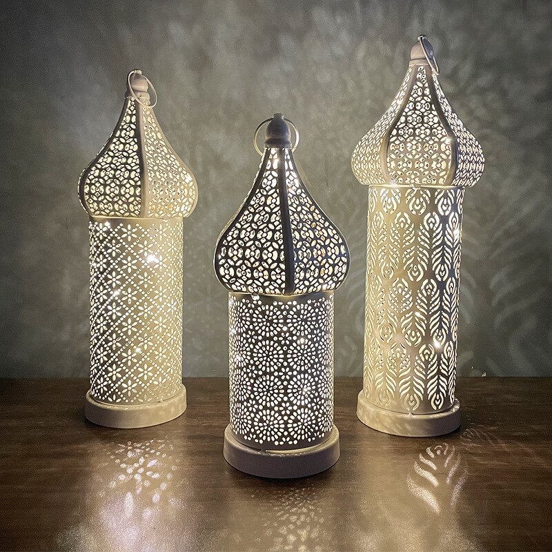 LED Iron Lantern Manufacturer - Temple Moroccan Style Decorative Candle Holder Gold Ornate Antique Inspired Wedding Eid