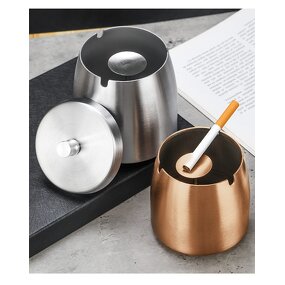 Ashtray Manufacturer - Modern Popular Rose Gold Stainless Steel With Lid Innovative Cigarette