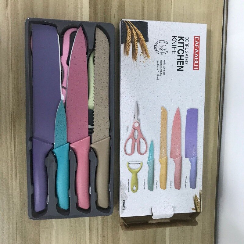 Knife Set Manufacturer - 2024 Wholesale Stainless Steel Kitchen Full Set of Colored Six Piece