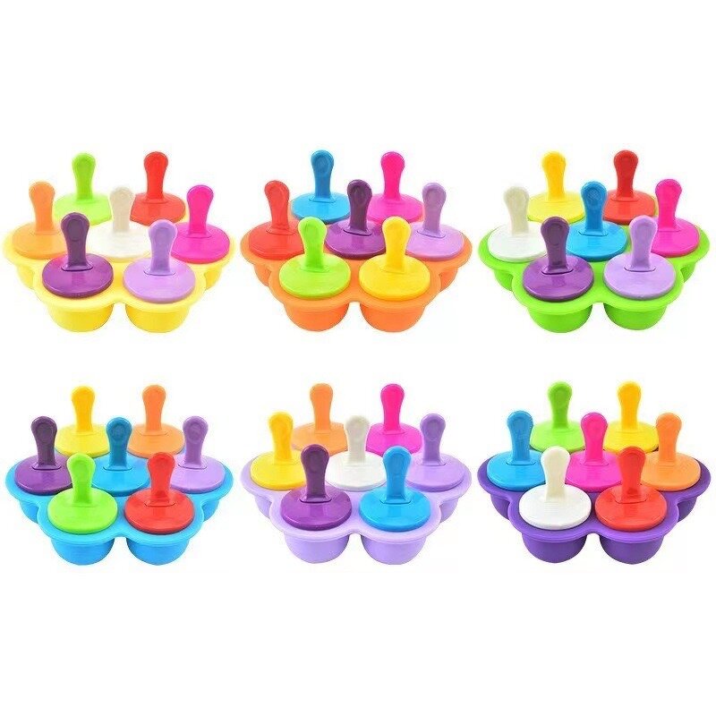 Ice Cream Ball Mold Manufacturer - Baby Food Storage Container and Lid Tool Silicone Popsicle 7-chamber Diy