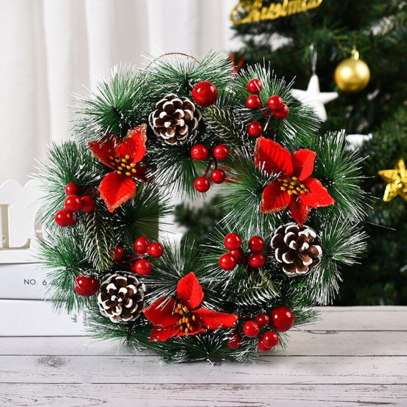 Christmas Wreath Manufacturer - New Autumn Plastic Decoration Garland Flowers With Red Bow