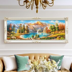 Wall Art Painting Manufacturer - Decorative Waterfall Background Big Home Decor Hotel Pure Hand-painted Chinese Landscape