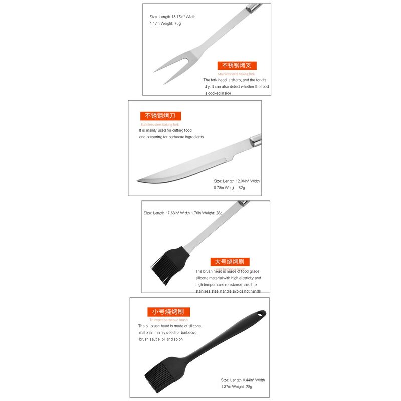 BBQ Tools Manufacturer - Online Hot Sale Stainless Steel 18pcs Perfect Outdoor Barbecue Grill Utensils with Oxford Fabric Case