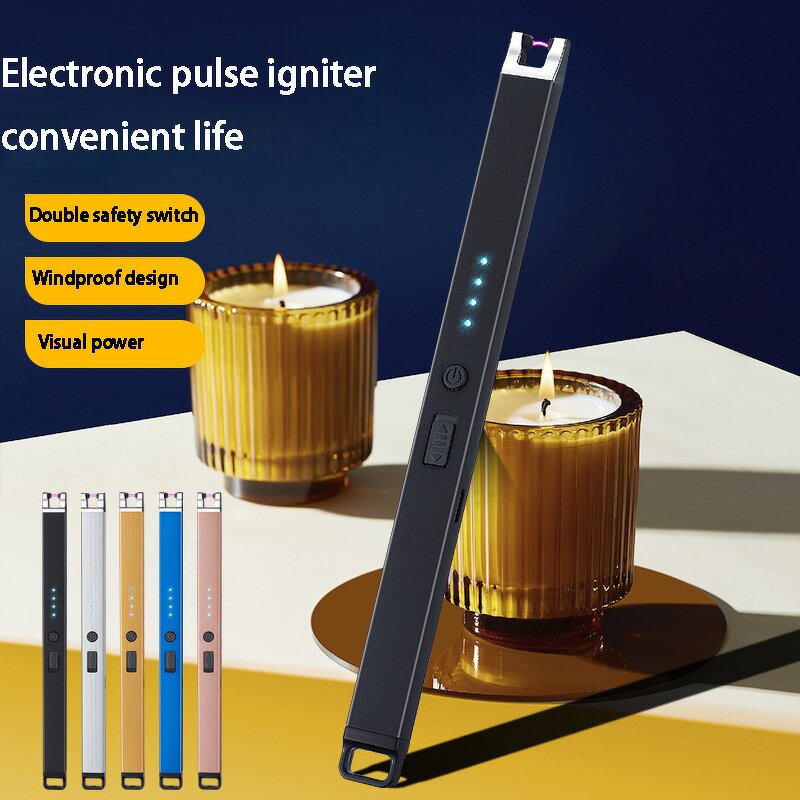 Electric Lighter Manufacturer - Wholesale Metal Customized Logo Single Arc USB Kitchen Flameless Candle