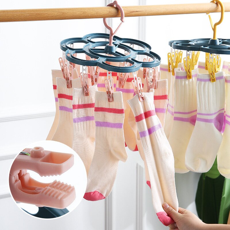 Hooks Manufacturer - Household Multifunctional Dormitory Socks Drying Rack Multi Clip Baby Windproof Clothes Hanging Underwear
