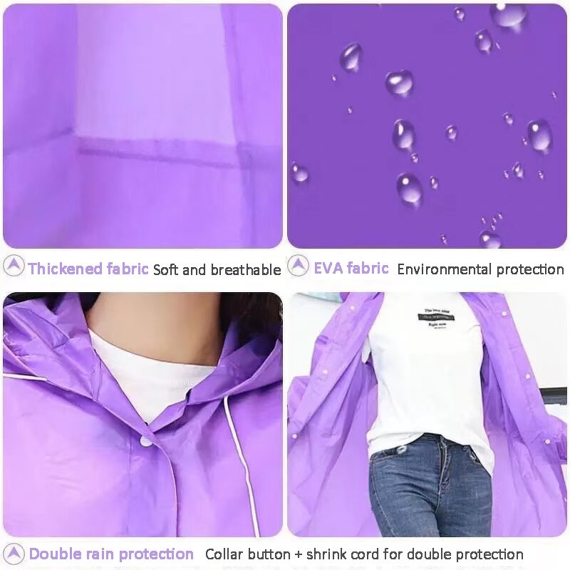 Raincoat Manufacturer - Men's Long Eva Waterproof Reusable Poncho With Hood for Hiking Fishing