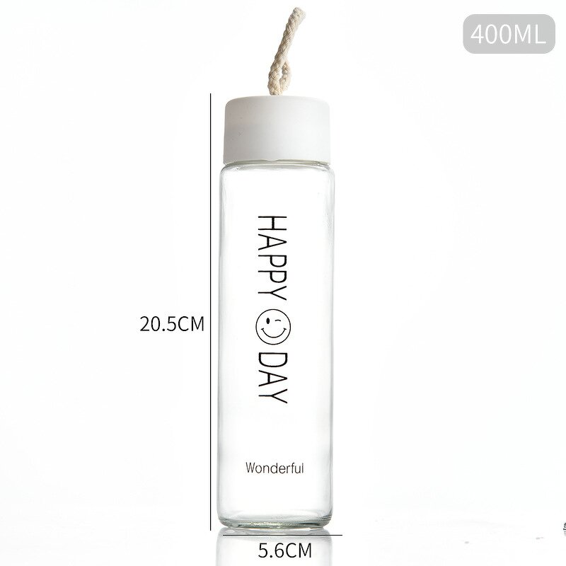 Glass Water Bottle Manufacturer - Environmentally Friendly Portable Smiley Face Frosted Drinking and Convenience Cup