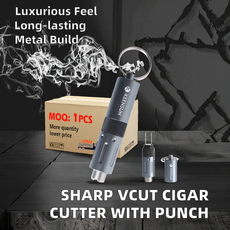 Cigar Cutter Manufacturer - Wholesale Luxury VCut with Built-in Punch Sharp Blade Metal Material Unique Gadgets Winning Product