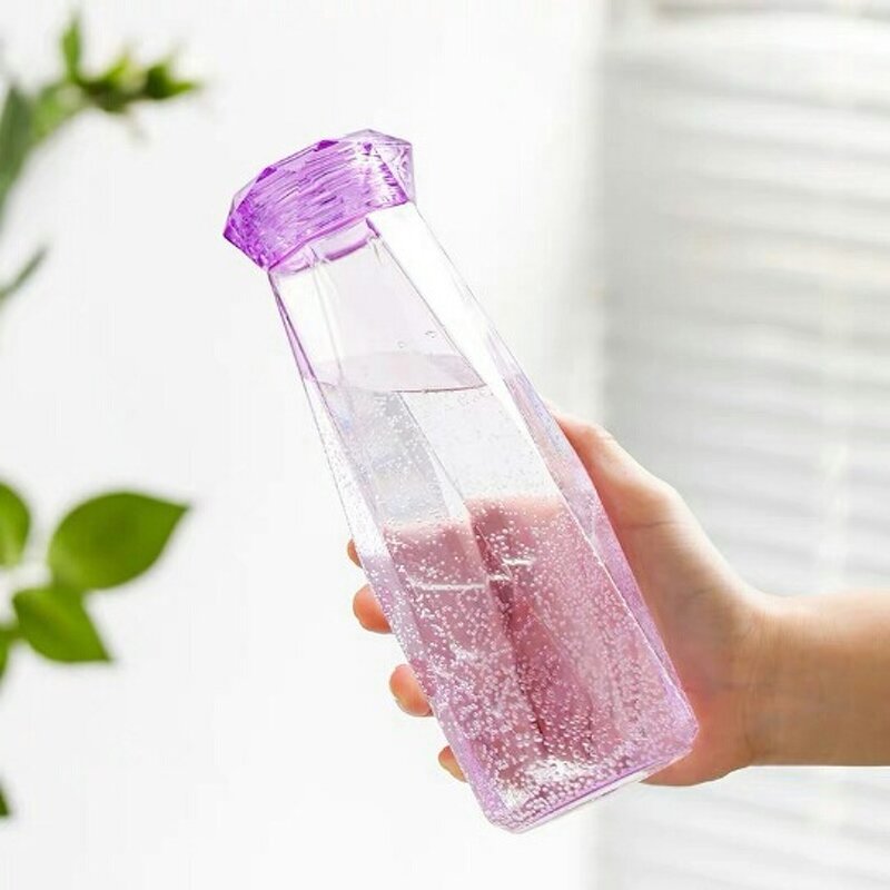 Glass Water Bottle Manufacturer - Eco-friendly Colored Crystal Sports with Diamond Cap