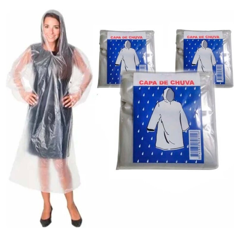 Plastic Rain Ponchos Manufacturer - Disposable Clear Adults Thick Emergency Waterproof with Hoods and Sleeves for Men Women Free Party