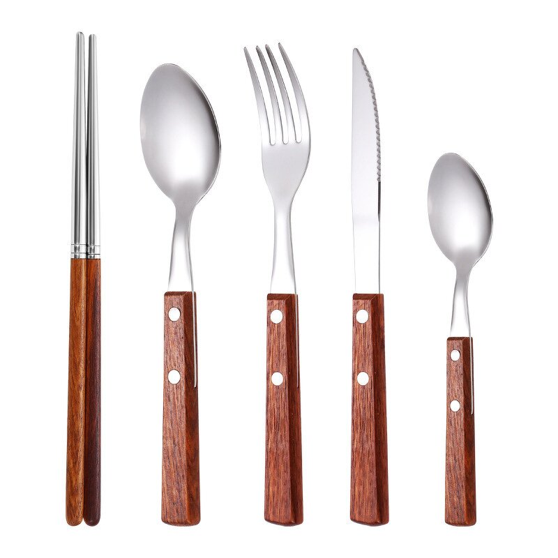 Cutlery Set Manufacturer - Wholesale Wooden Handle Knife Fork Spoon Stainless Steel for Restaurant