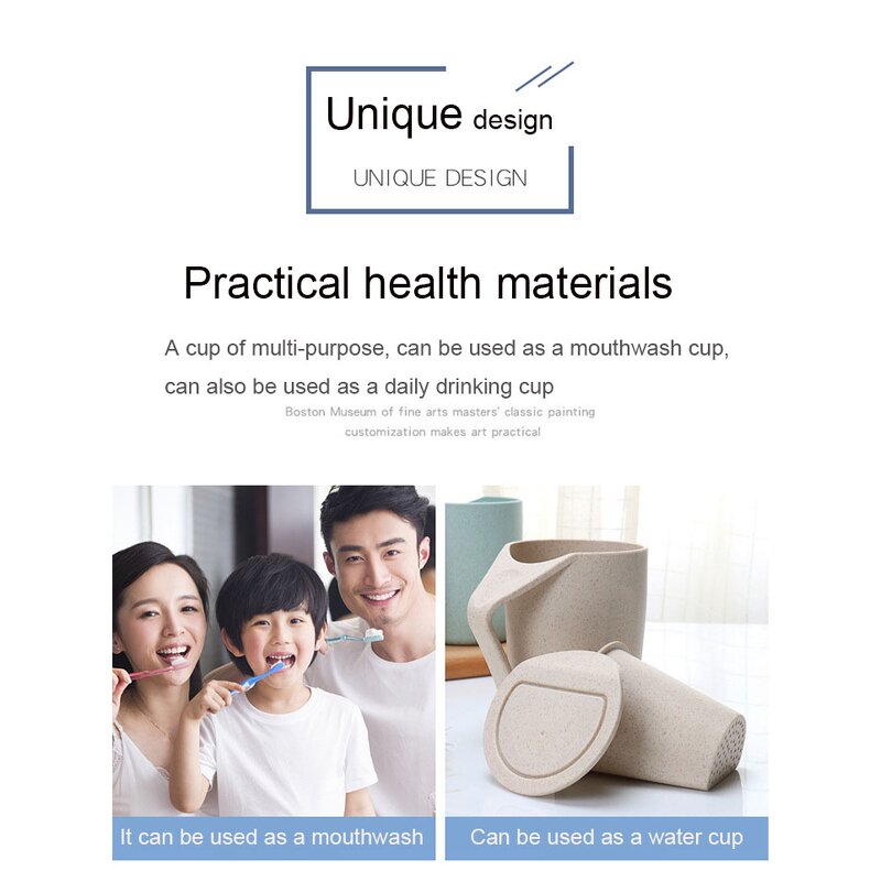 Gargle Cup Manufacturer - 2024 Popular Reusable Eco-Friendly Wheat Stalk for Washing Teeth Creative Sloping Mouth Upside Down