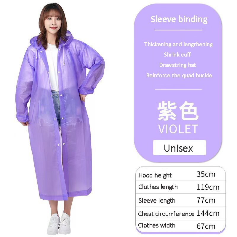 Raincoat Manufacturer - Men's Long Eva Waterproof Reusable Poncho With Hood for Hiking Fishing