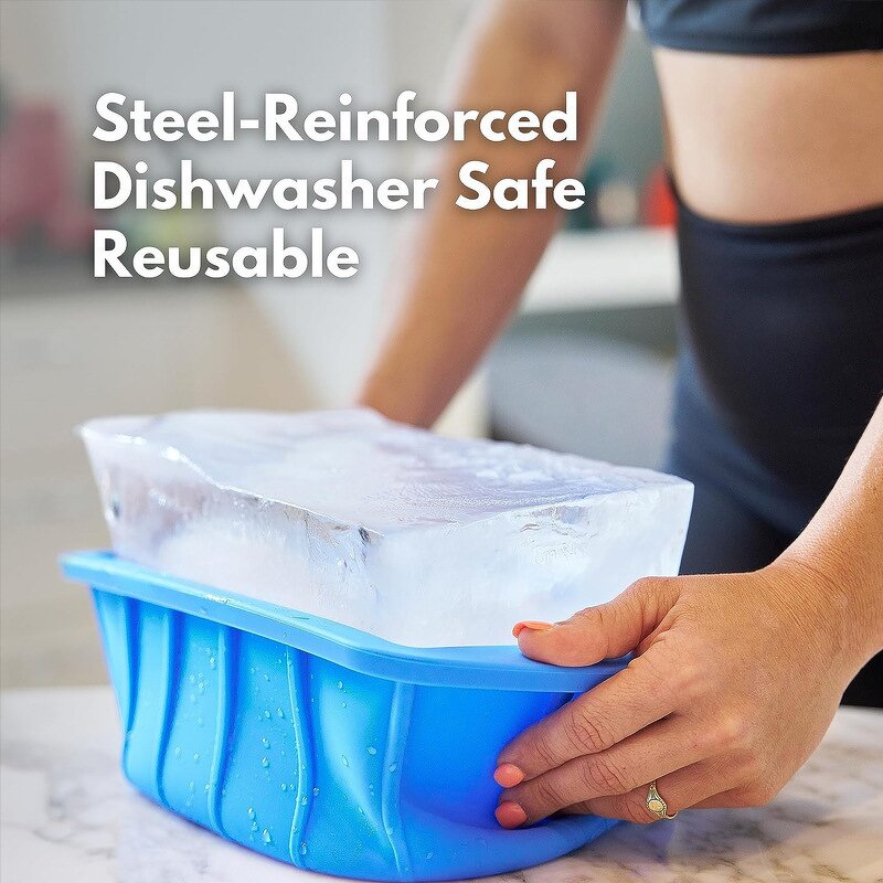 Ice Cube Tray Manufacturer - Custom Easy Release Collapsible Big Reusable Silicone Ice Block Mold Extra Large