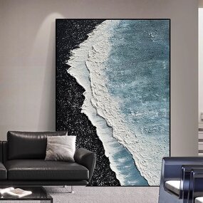 Oil Painting Manufacturer - Hand Drawn Black and White Texture 3D Hanging Living Room Entrance Background Wall Art Decoration