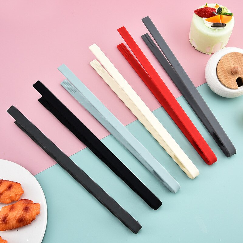 Food Clip Manufacturer - Wholesale One-piece Silicone Household Breakfast Bread Tong Pure Color Buffet Folder