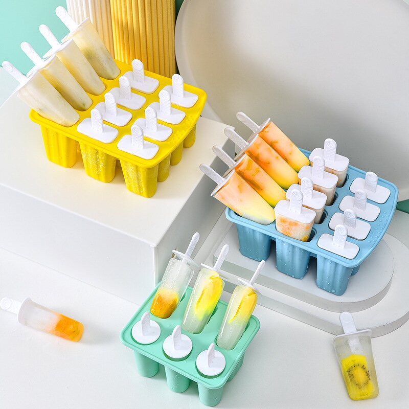 Silicone Ice Cube Molds Manufacturer - New Product 4 Cavity Popsicle Molds with Stick Straw