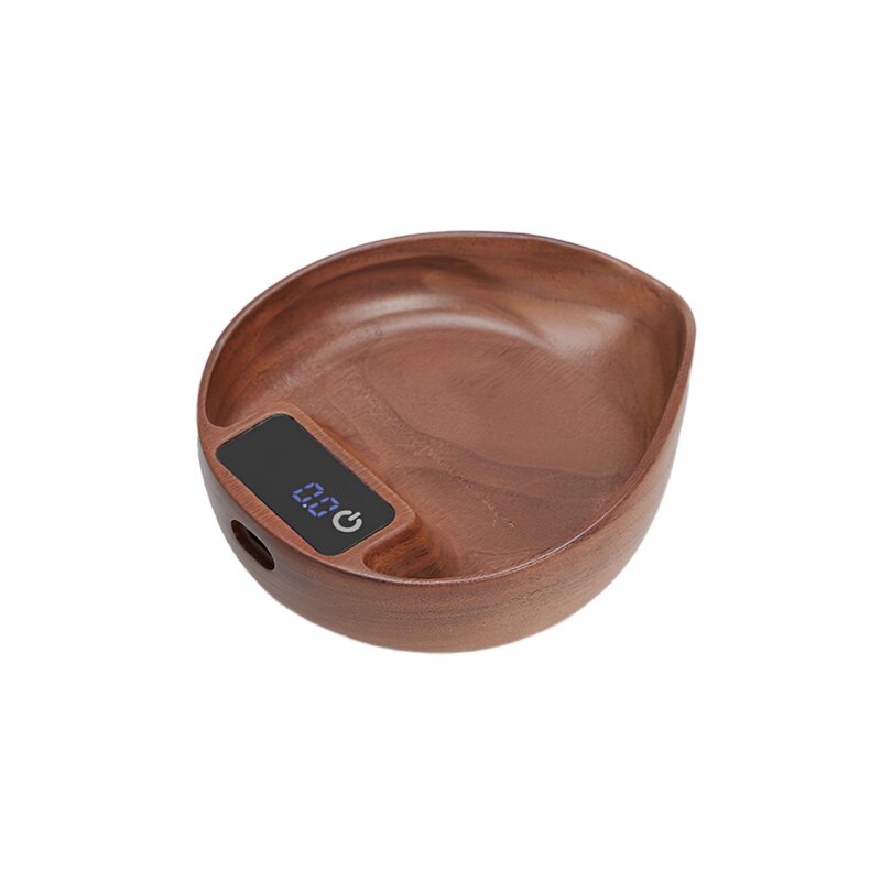 Digital Kitchen Scale Manufacturer - 2kg 0.1g Measure USB Type-C Charging Compact Portable Leaf Shade Walnut Wood Body Coffee with Timer