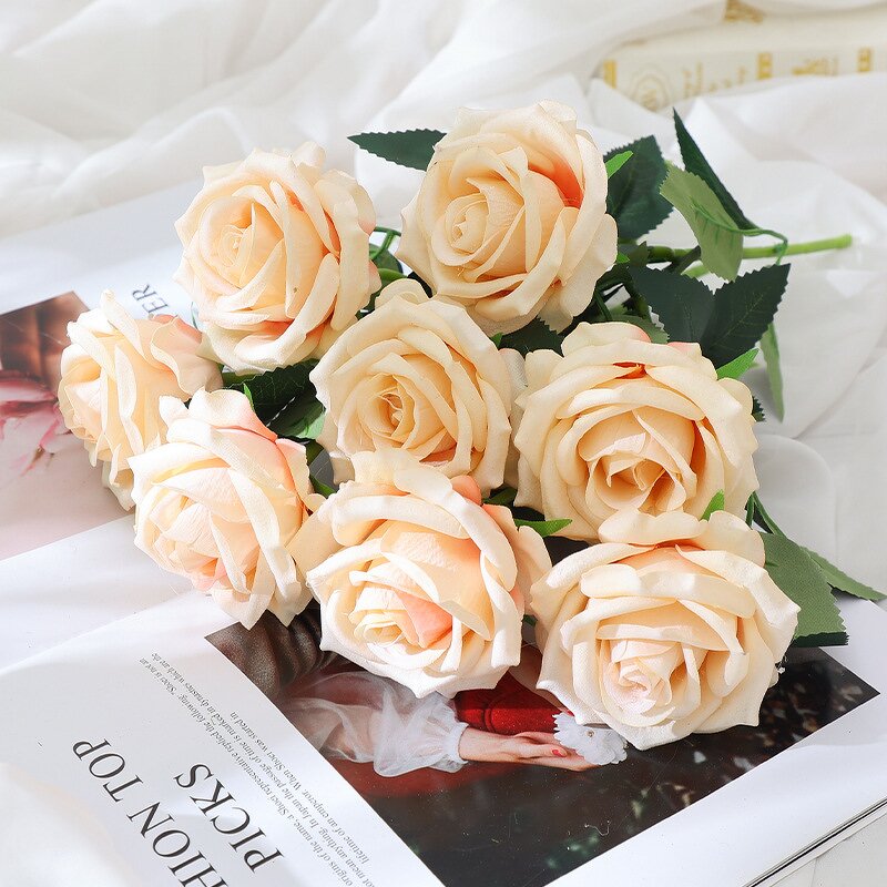 Artificial Silk Flower Manufacturer - 2025 High-End Ins Design Pearl Rose Wedding Arrangements Home Decor Simulated Roses Valentine's Day Gift