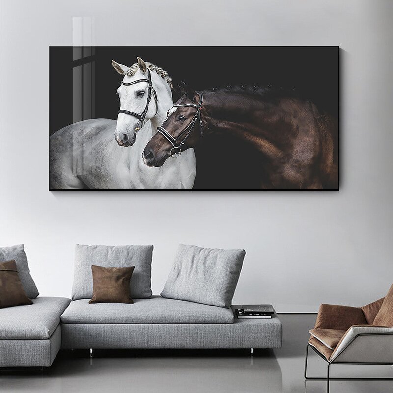 Canvas Painting Manufacturer - Modern Home Decor Black and White Running Horse Wall Art Picture Decorative Large Running Horses