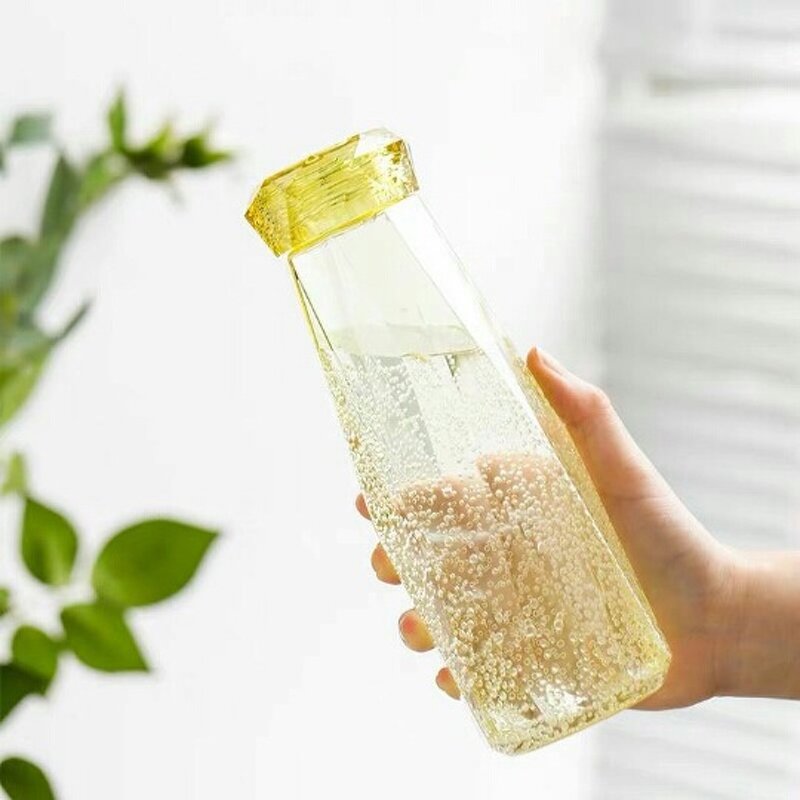 Glass Water Bottle Manufacturer - Eco-friendly Colored Crystal Sports with Diamond Cap