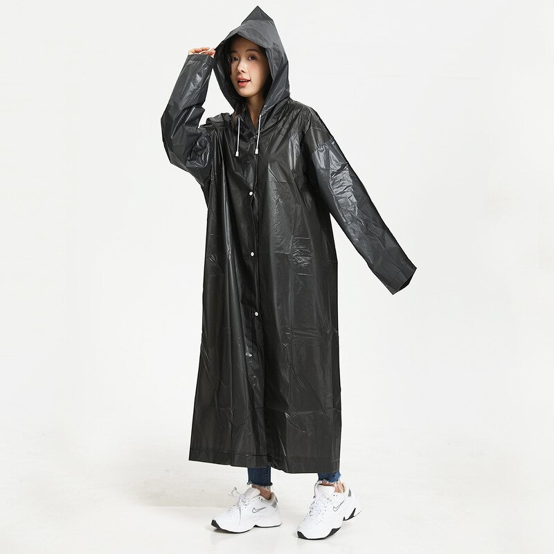 Raincoat Manufacturer - Men's Long Eva Waterproof Reusable Poncho With Hood for Hiking Fishing