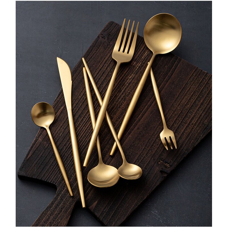 Cutlery Set Manufacturer - Modern Restaurant Food Grade Stainless Steel Gold Wedding Gold Knife Fork Spoon