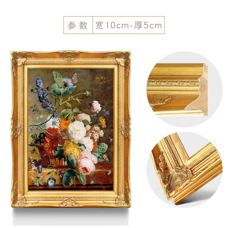 Oil Painting Manufacturer - Classical Rococo Style Handmade Wood Engraved Antique Golden Framed Flower Home Decor Design Photo Frame